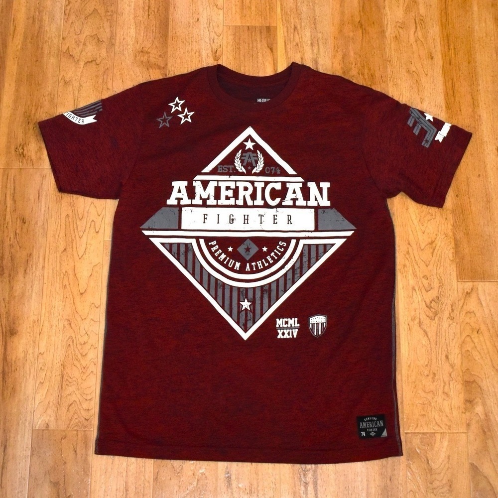 American Fighter T-Shirt Mens Medium Burgundy Excellent Graphic Affliction Tee